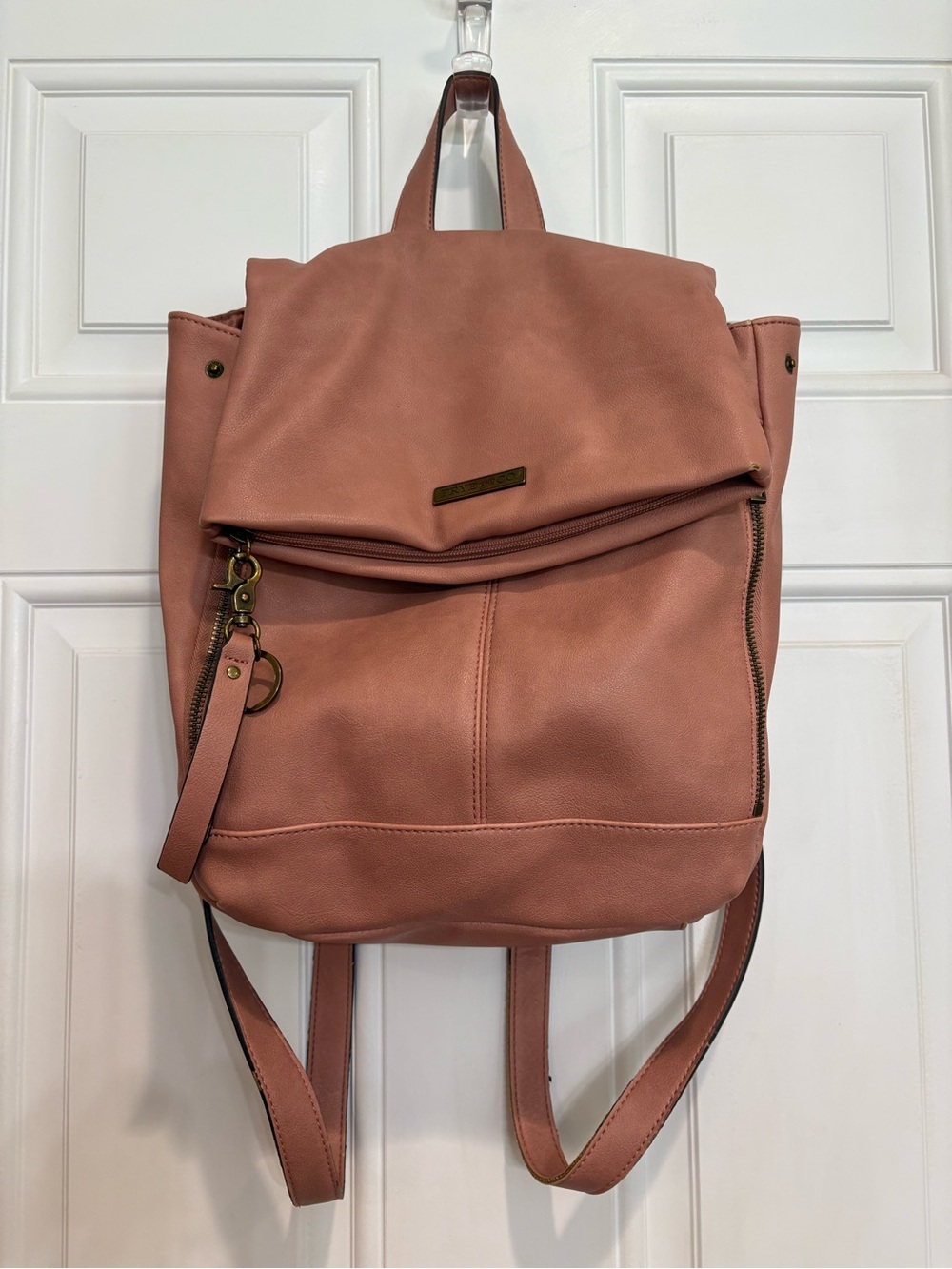 Frye and Co Cinnamon Pink Faux Leather Backpack Tote - Convertible Women’s Bag